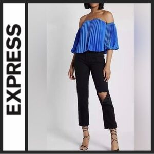 NWT Express Vibrant Blue Pleated Crop Top